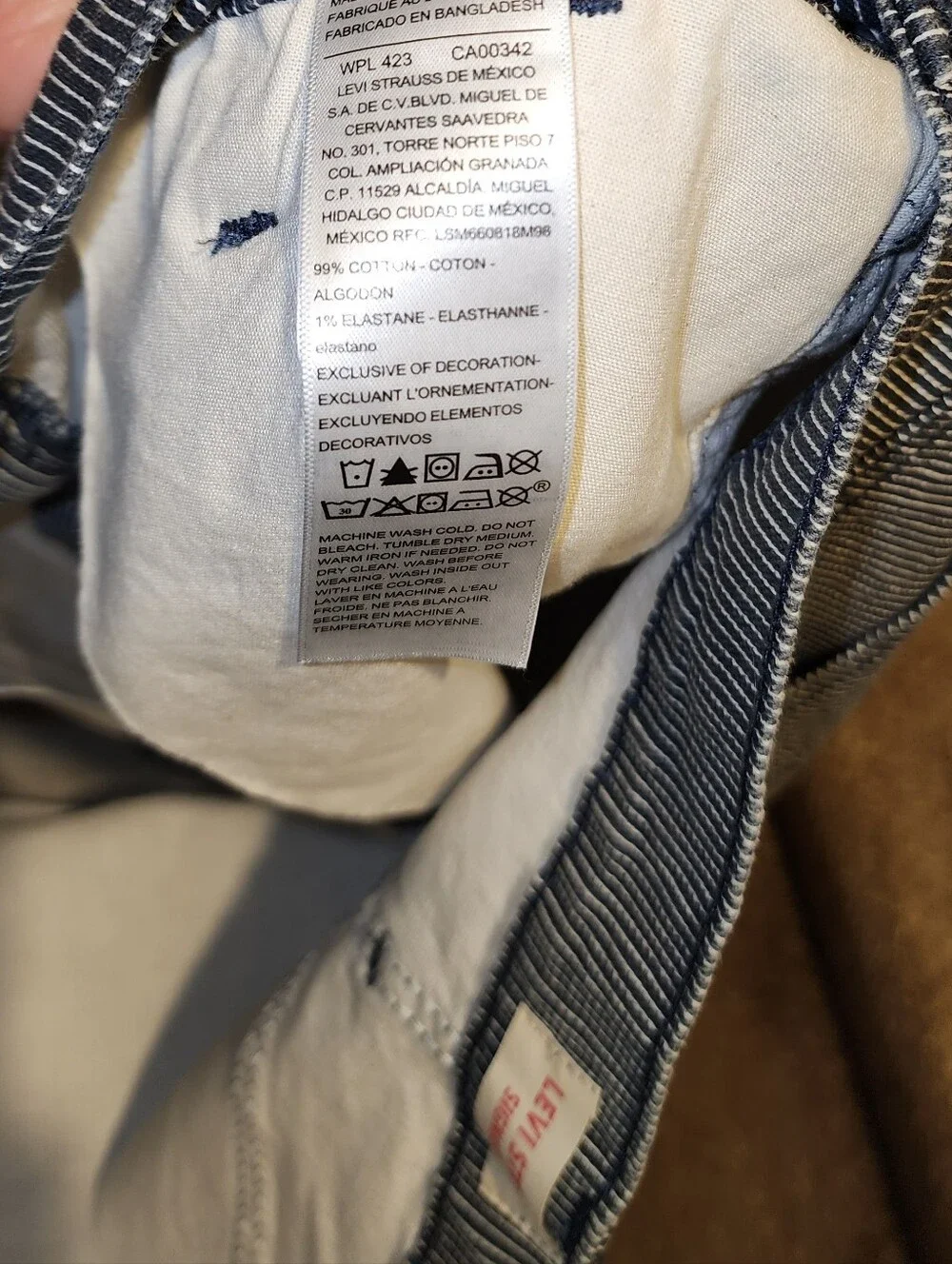 Levi's Blue and White Pinstripe Denim Shorts 32 W